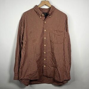 G.H. Bass & Co. Top Men XL Red White Plaid Check Button Down Long Sleeve Shirt‎